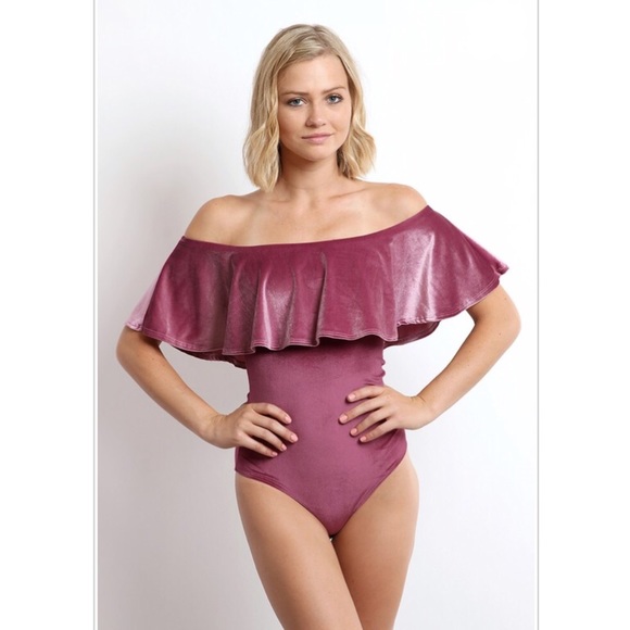 VELVET BODYSUIT WITH SNAP BUTTON CLOSURE - Picture 2 of 5